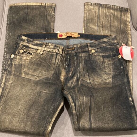 Vintage NWT authentic Apple Bottom jeans w/ gold overlay 98% cotton, 2% spandex - Picture 4 of 8